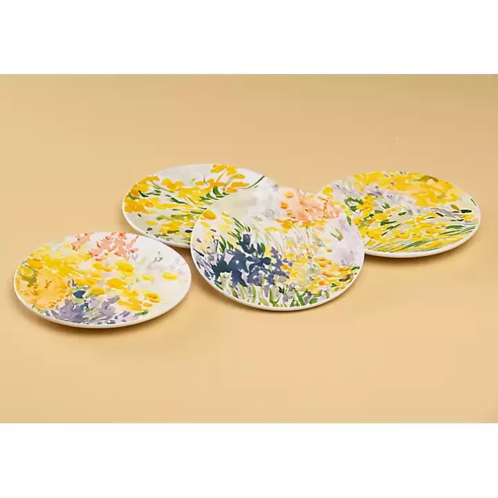 Shop Abstract Floral Appetizer Plates, Set of 4 Dinnerware