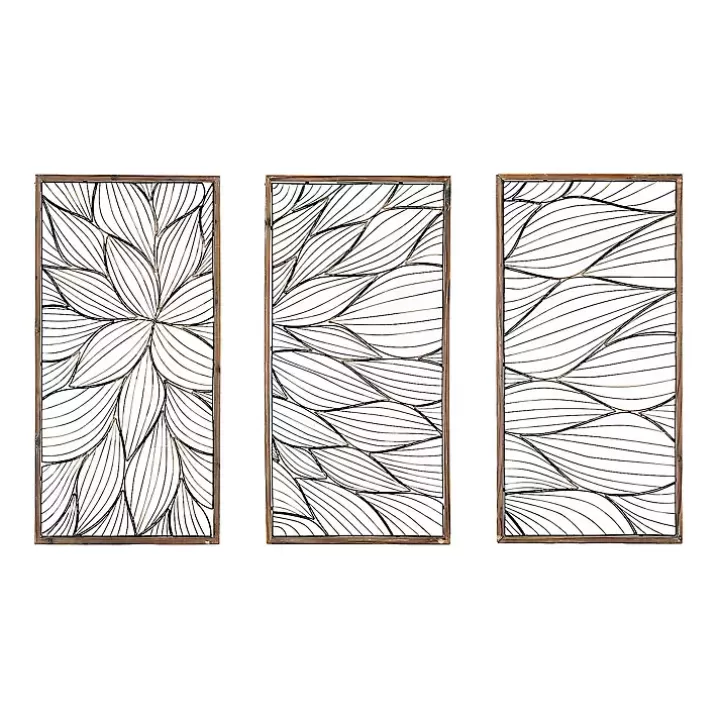 Outlet Abstract Floral Panel Plaques, Set of 3 Wall Plaques