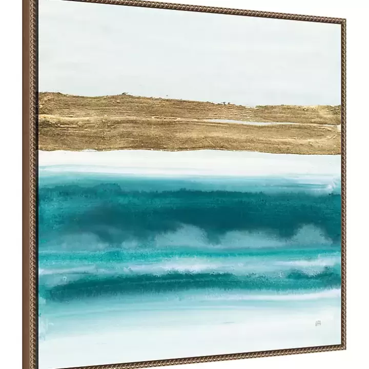 New Abstract Gold Emerald Beach III Canvas Art Print Canvas Art