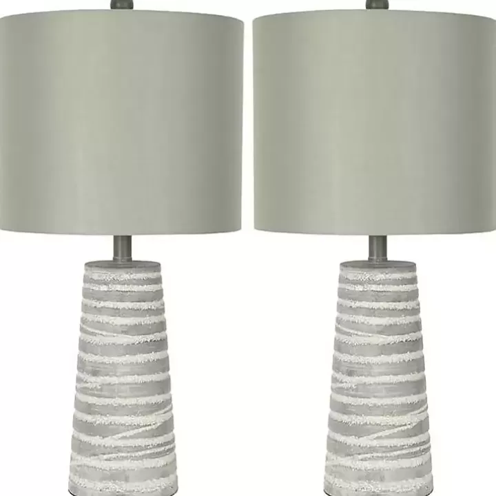 Shop Abstract Gray Ribbed Stripes Table Lamps, Set of 2 Table Lamps