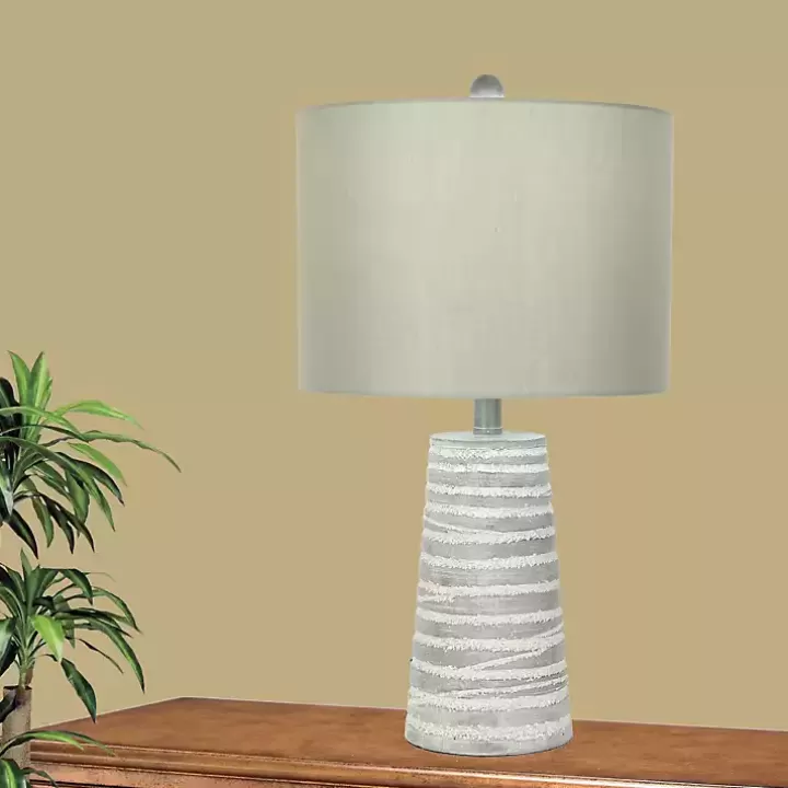 Shop Abstract Gray Ribbed Stripes Table Lamps, Set of 2 Table Lamps