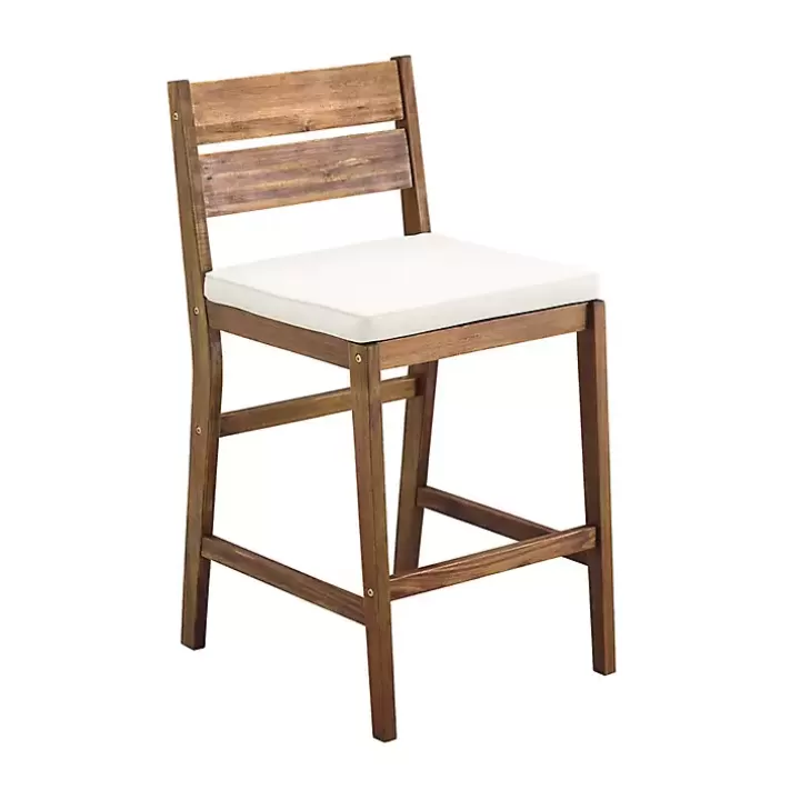 Best Acacia Slat Back Outdoor Counter Stools, Set of 2 Outdoor Seating