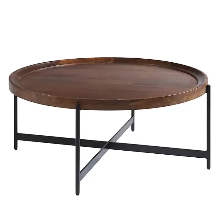 Shop Acacia Wood Round Tray Top Coffee Table Coffee Tables