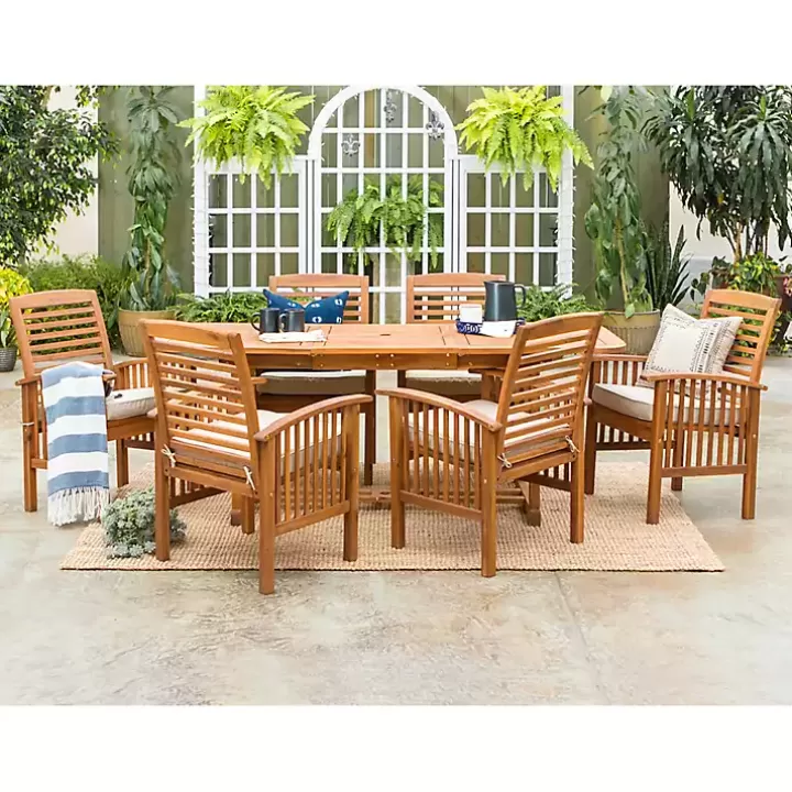 Sale Acacia Wood Slatted 7-pc. Outdoor Dining Set Outdoor Dining