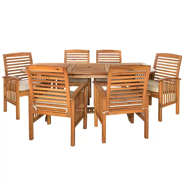 Sale Acacia Wood Slatted 7-pc. Outdoor Dining Set Outdoor Dining