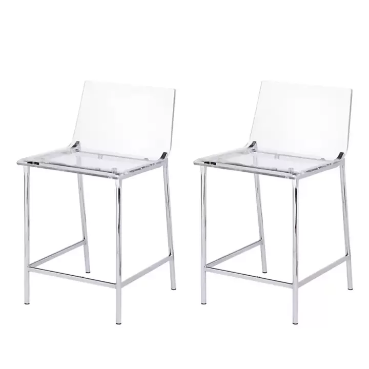 Discount Acrylic and Metal Counter Stools, Set of 2 Bar Stools & Counter Height Stools