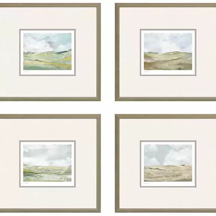 Hot Afternoon Landscape Framed Art Prints, Set of 4 Framed Art