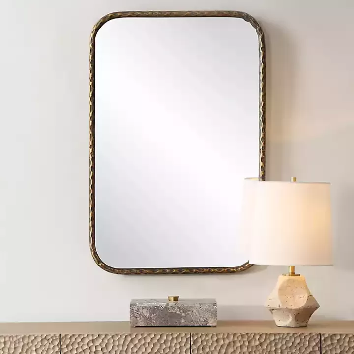 Shop Aged Bronze Hammered Metal Wall Mirror Decorative Mirrors