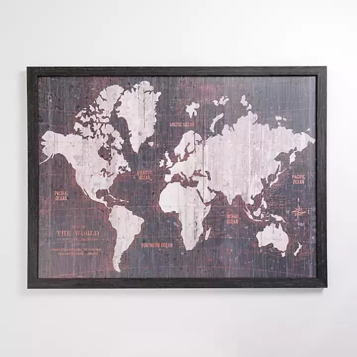 Cheap Aged World Map Framed Art Print Framed Art