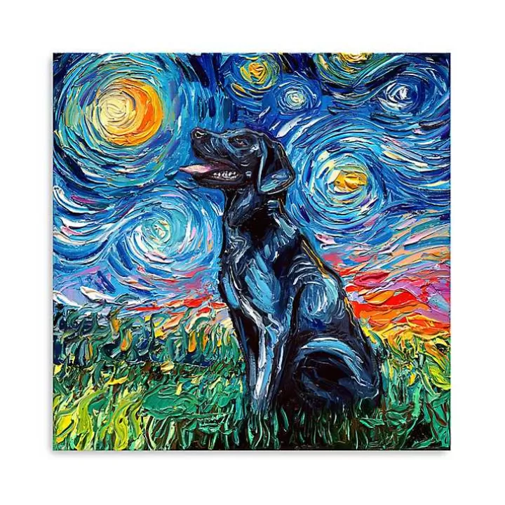 Sale Aja Trier Black Lab Starry Night Canvas Print Canvas Art