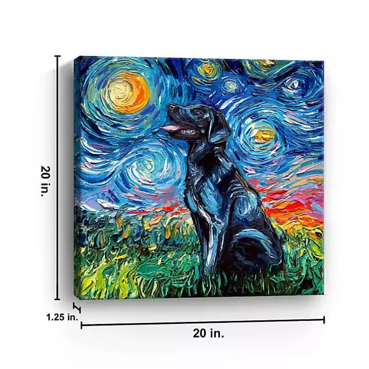Sale Aja Trier Black Lab Starry Night Canvas Print Canvas Art