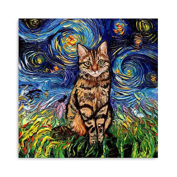 Best Aja Trier Brown Tabby Starry Night Canvas Print Canvas Art