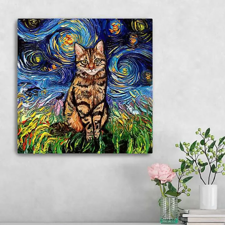 Best Aja Trier Brown Tabby Starry Night Canvas Print Canvas Art
