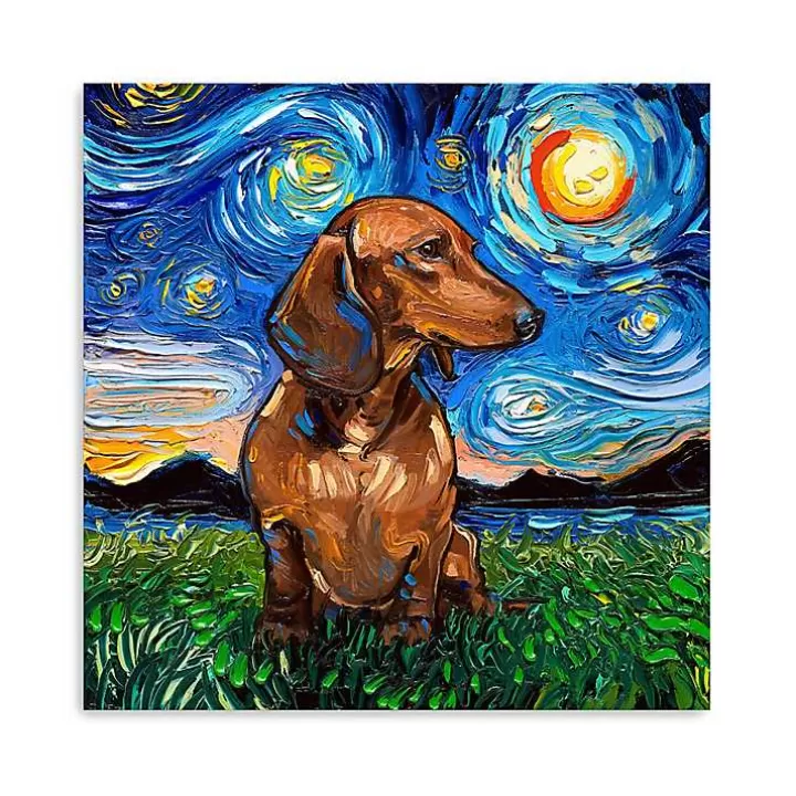 New Aja Trier Dachshund I Starry Night Canvas Print Canvas Art