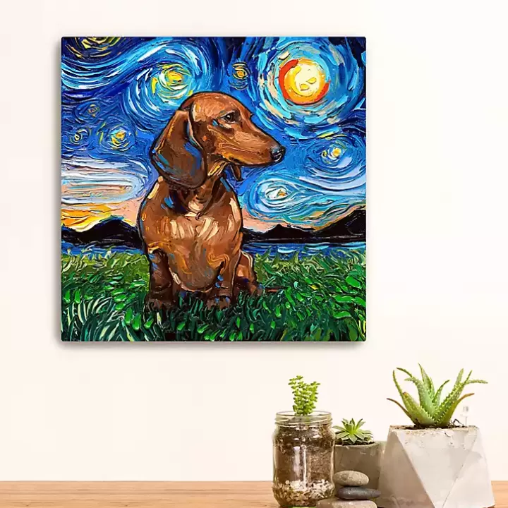 New Aja Trier Dachshund I Starry Night Canvas Print Canvas Art