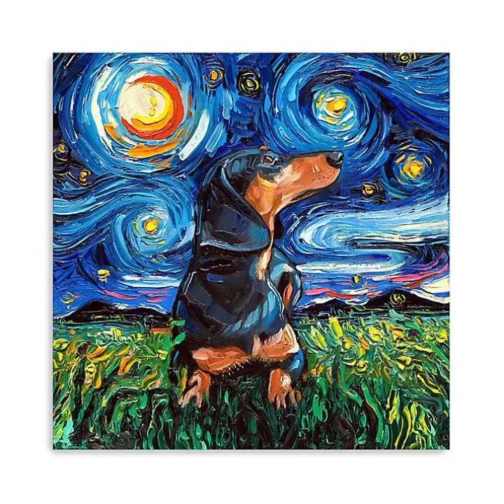 Cheap Aja Trier Dachshund II Starry Night Canvas Print Canvas Art