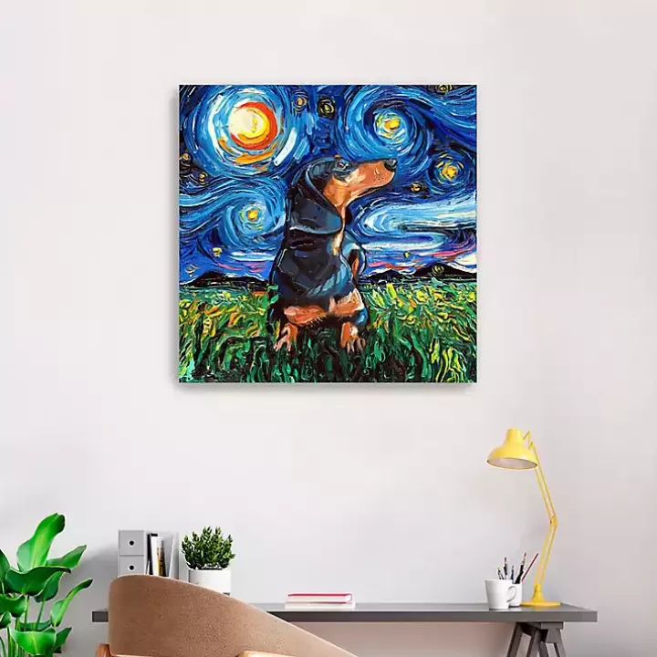 Cheap Aja Trier Dachshund II Starry Night Canvas Print Canvas Art