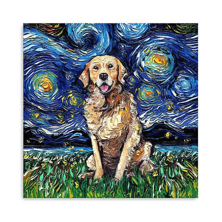 Hot Aja Trier Golden Starry Night Canvas Art Print Canvas Art