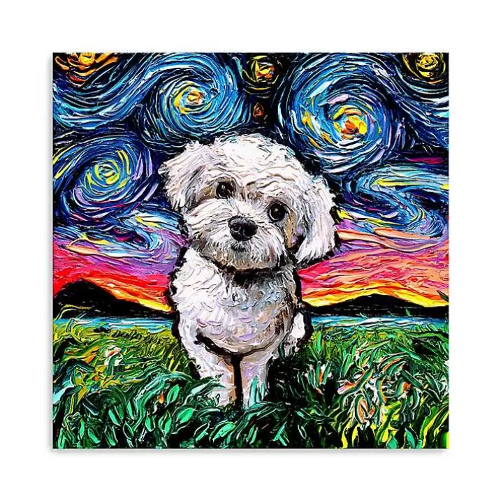 Cheap Aja Trier Maltipoo Starry Night Canvas Art Print Canvas Art