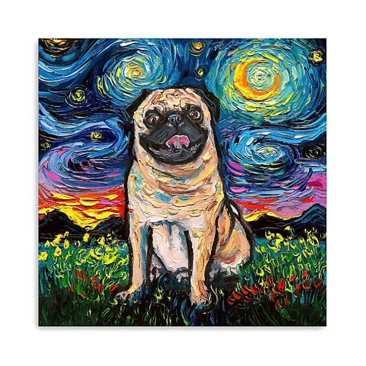 Discount Aja Trier Pug Starry Night Canvas Art Print Canvas Art