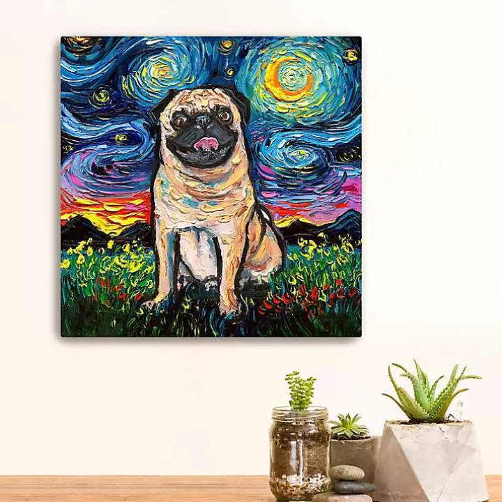 Discount Aja Trier Pug Starry Night Canvas Art Print Canvas Art