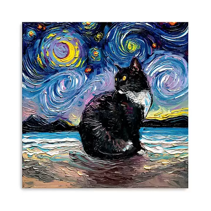 Cheap Aja Trier Tuxedo Cat Starry Night Canvas Art Print Canvas Art