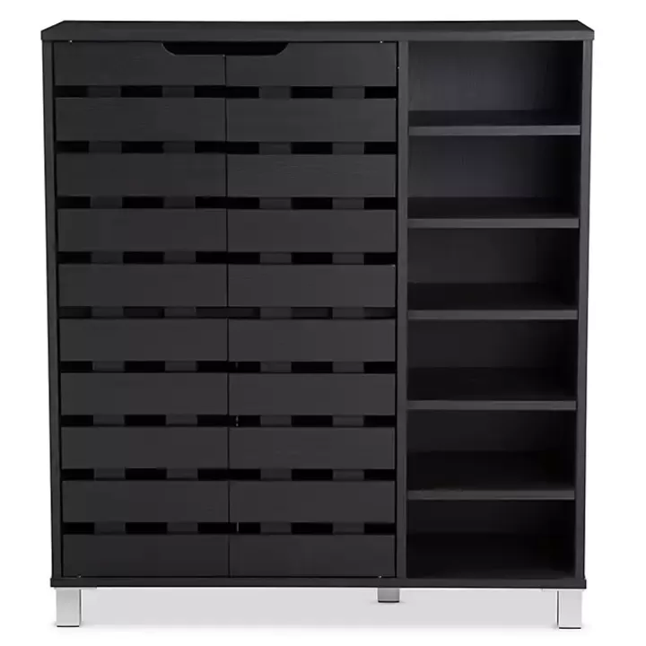Clearance Aldrich Black Slatted Shoe Storage Cabinet Entryway Furniture