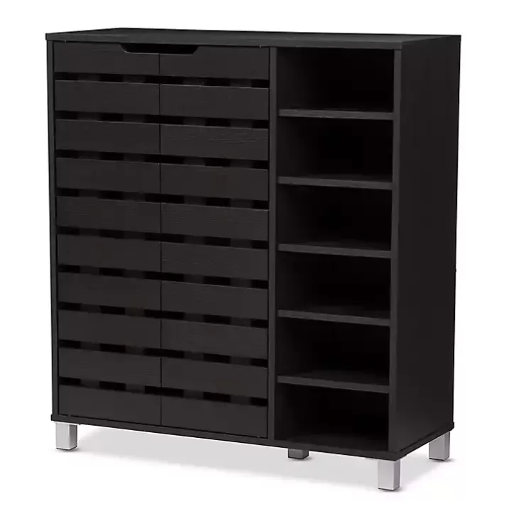 Clearance Aldrich Black Slatted Shoe Storage Cabinet Entryway Furniture