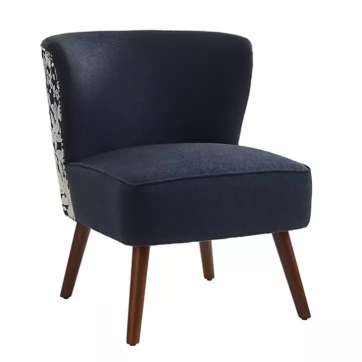 Sale Alex Navy Upholstered Floral Back Accent Chair Accent Chairs