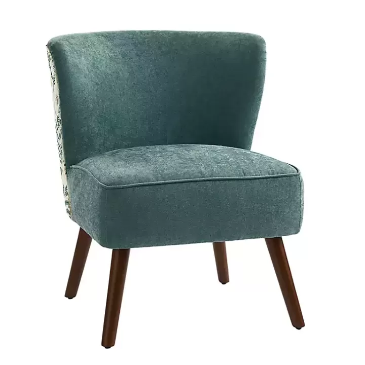 Discount Alex Teal Upholstered Floral Back Accent Chair Accent Chairs