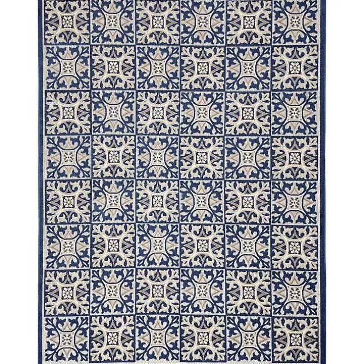 Best Aloha Blue Geometric Indoor/Outdoor Area Rug, 9x12 Outdoor Rugs