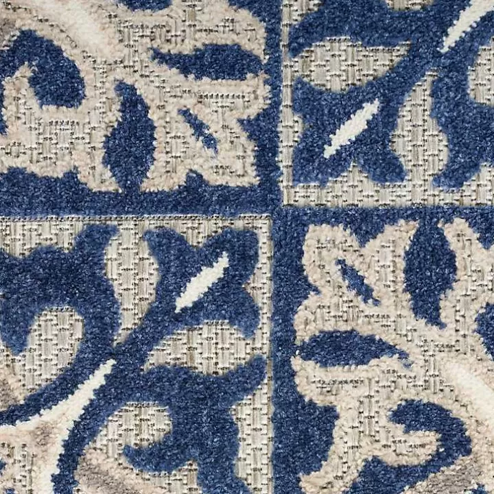 Discount Aloha Blue Geometric Indoor/Outdoor Area Rug, 5x7 Outdoor Rugs