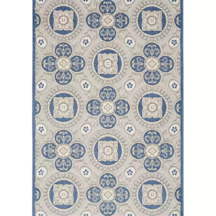 Cheap Aloha Blue Medallion Indoor/Outdoor Area Rug, 3x5 Outdoor Rugs
