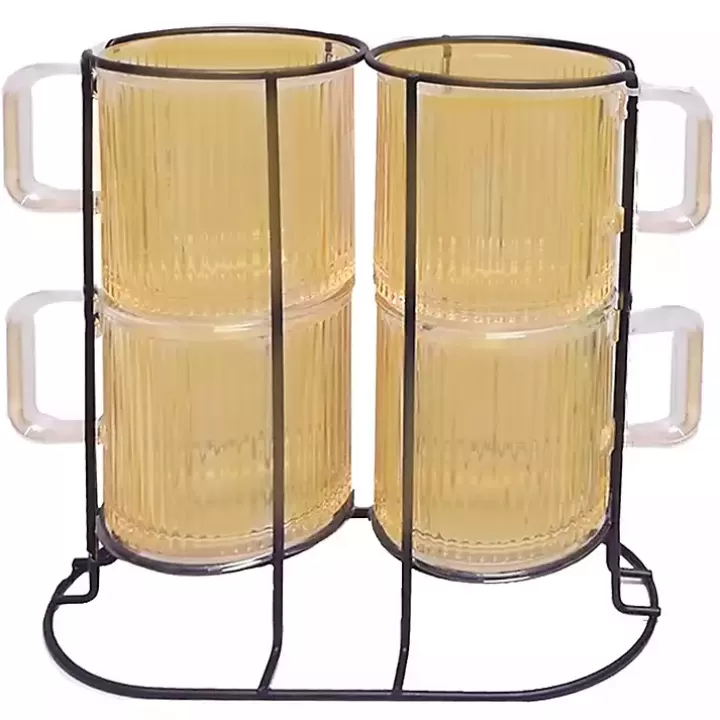 Best Sale Amber Mugs with Rack 5-pc. Set Glassware & Drinkware