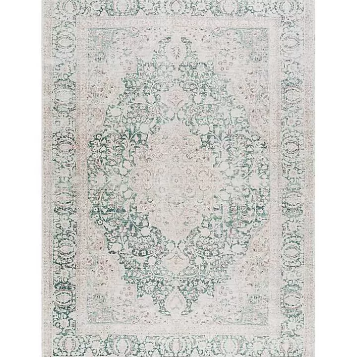 Sale Amelie Green Traditional Washable Area Rug, 8x12 Area Rugs