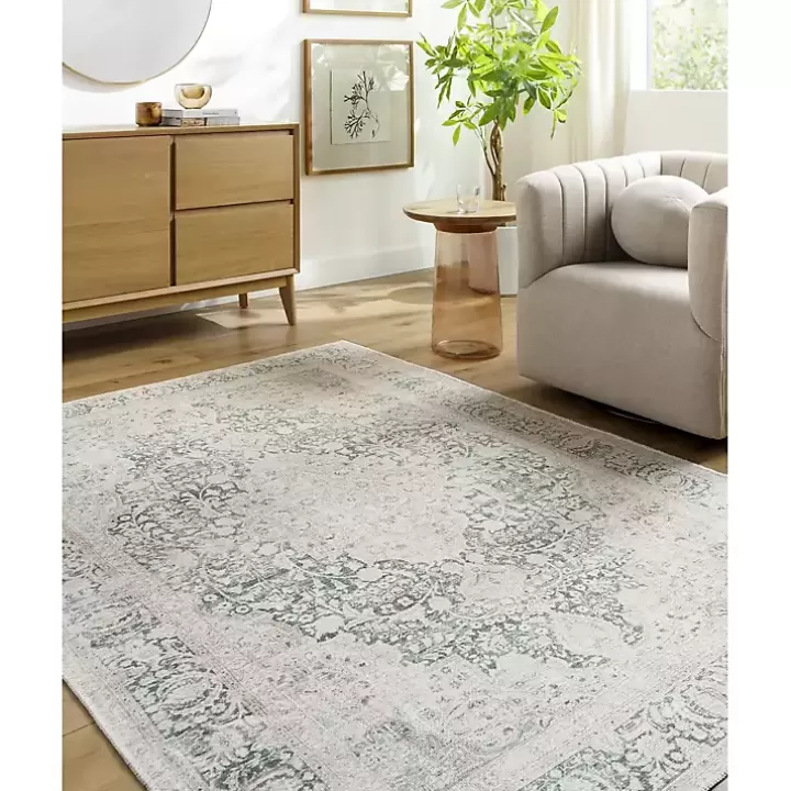 Sale Amelie Green Traditional Washable Area Rug, 8x12 Area Rugs