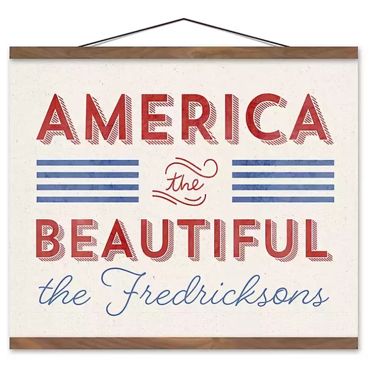 Sale America the Beautiful Personalized Hanging Canvas Wall Plaques