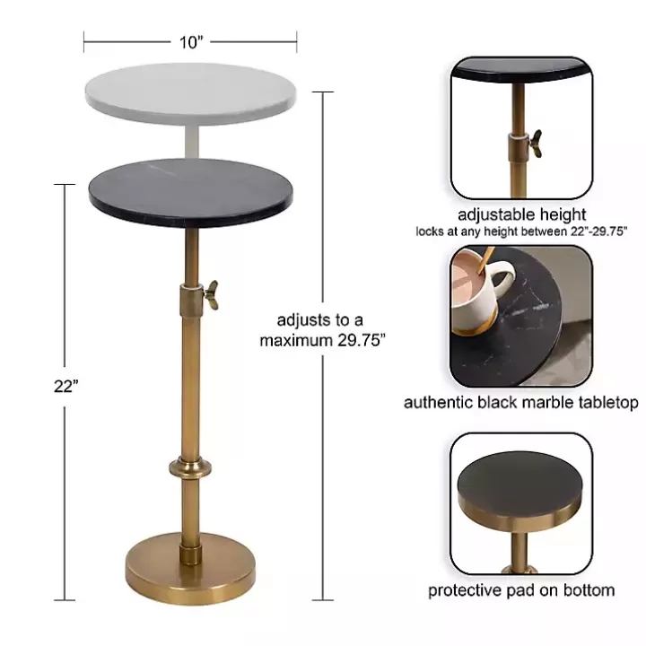 Cheap Antique Brass and Marble Adjustable Table Accent & End Tables