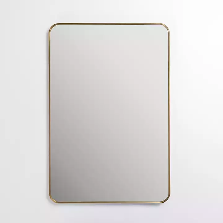 New Antique Brass Nouveau Linear Curved Corner Mirror Framed Mirrors