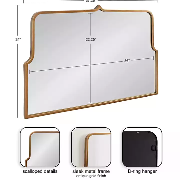 Cheap Antique Gold Metal Wide Arched Wall Mirror Decorative Mirrors