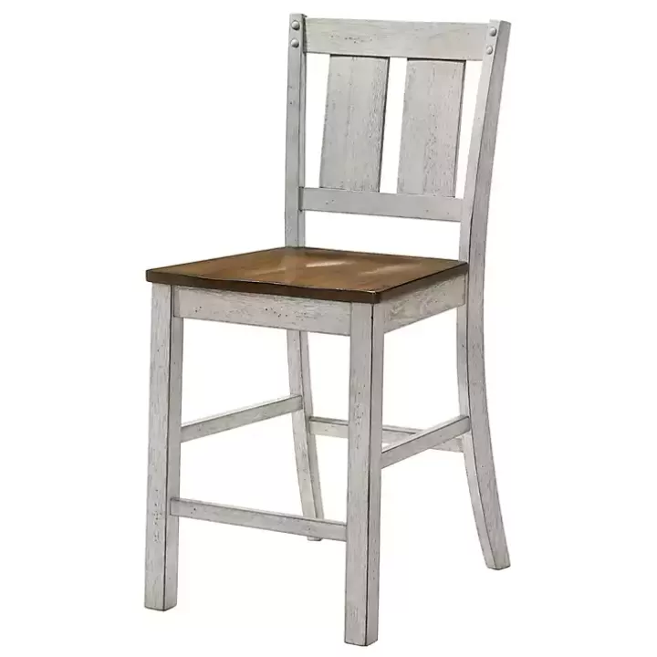 Fashion Antique White & Dark Brown 2-pc. Counter Stool Set Bar Stools & Counter Height Stools