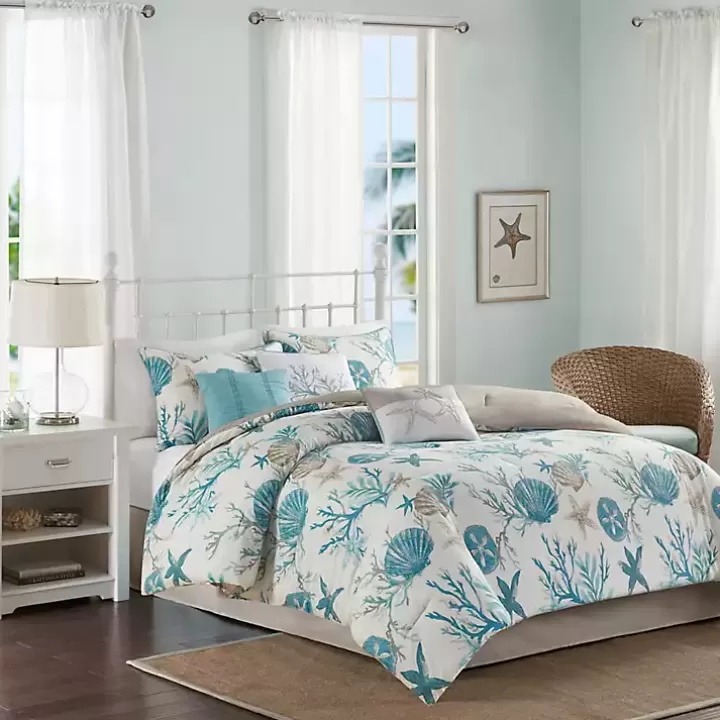 Outlet Aqua Coastal 7-pc. King Comforter Set Comforters