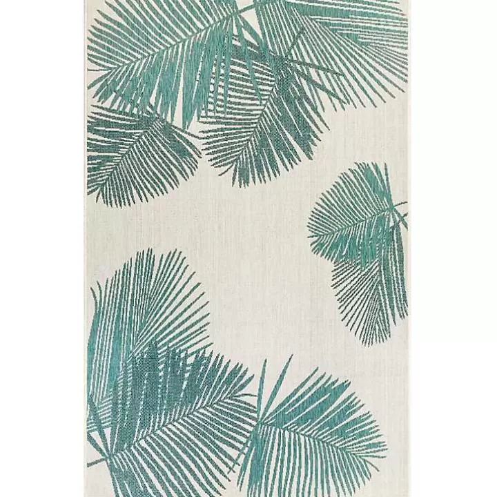 Outlet Aqua Forest Leaf Indoor/Outdoor Area Rug, 6x9 Outdoor Rugs
