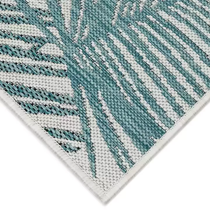 Outlet Aqua Forest Leaf Indoor/Outdoor Area Rug, 6x9 Outdoor Rugs