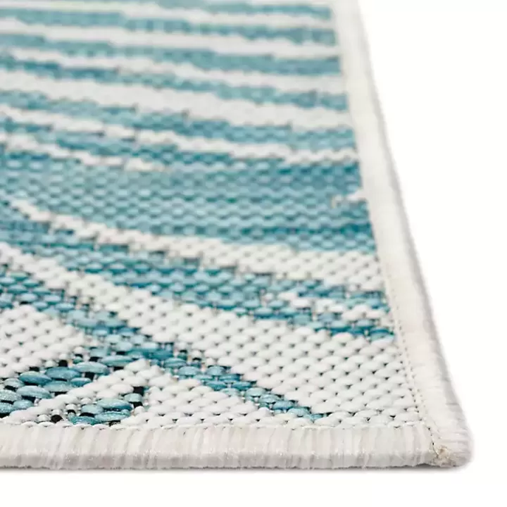 Outlet Aqua Forest Leaf Indoor/Outdoor Area Rug, 6x9 Outdoor Rugs