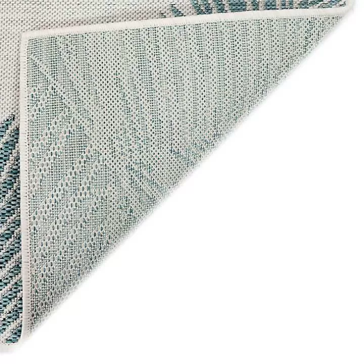Outlet Aqua Forest Leaf Indoor/Outdoor Area Rug, 6x9 Outdoor Rugs