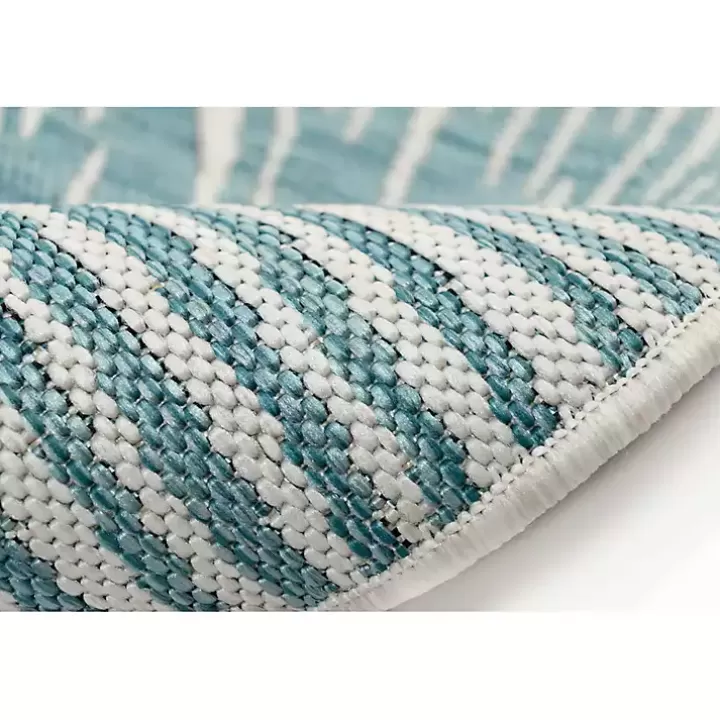 Outlet Aqua Forest Leaf Indoor/Outdoor Area Rug, 6x9 Outdoor Rugs