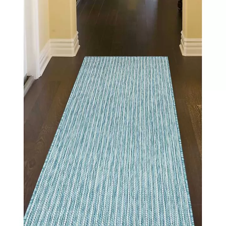 Best Aqua Intertwine Indoor/Outdoor Runner Outdoor Rugs