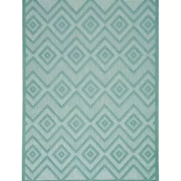 Store Aqua Teal Diamond Indoor/Outdoor Area Rug, 5x7 Outdoor Rugs