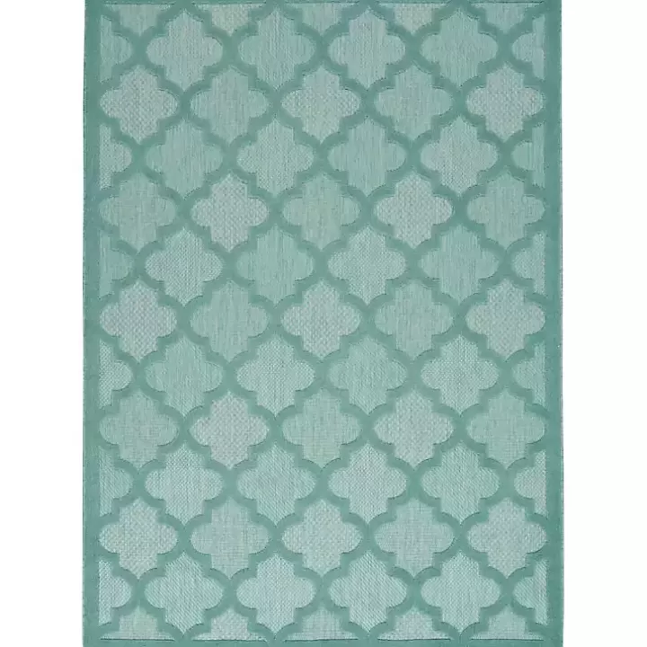 Sale Aqua Trellis Indoor/Outdoor Area Rug, 6x9 Outdoor Rugs